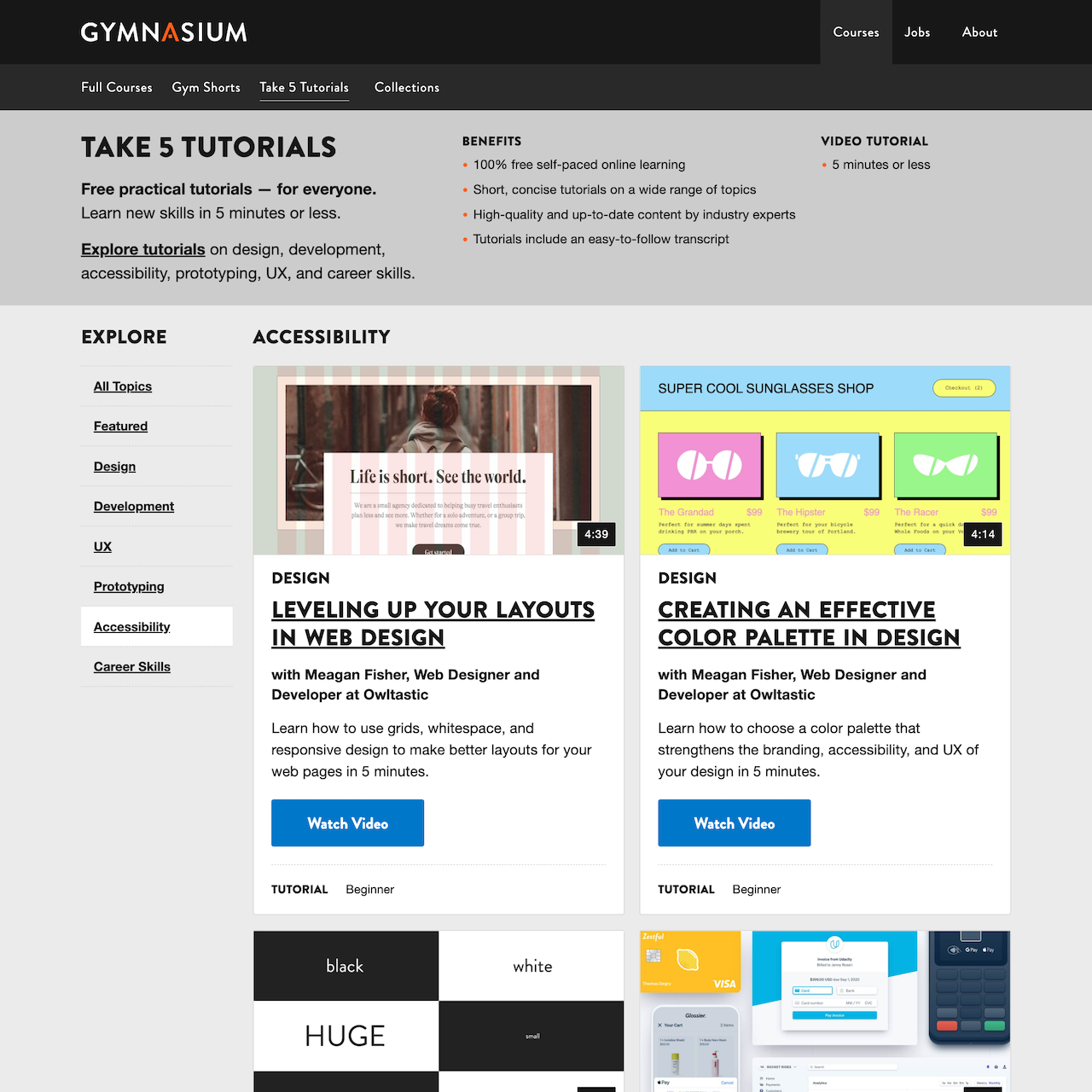 Production Gymnasium course catalog with implemented filtering enhancements and accessibility updates.