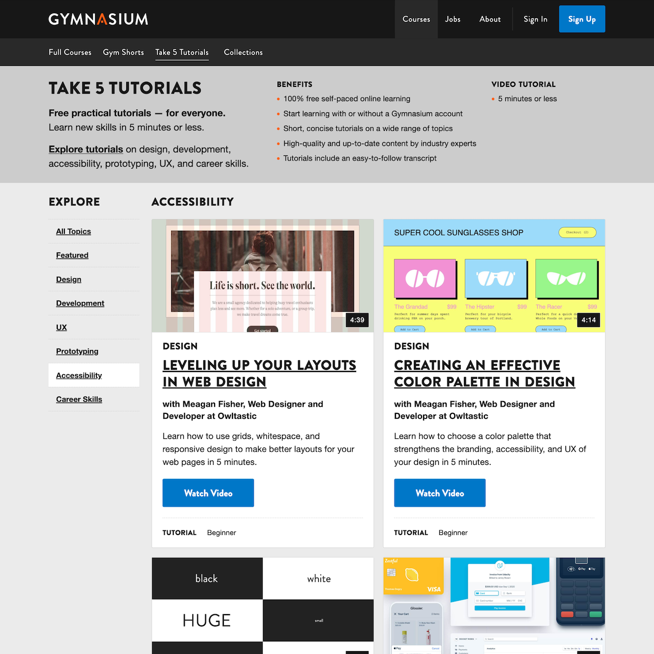Production Gymnasium course catalog with implemented filtering enhancements and accessibility updates.