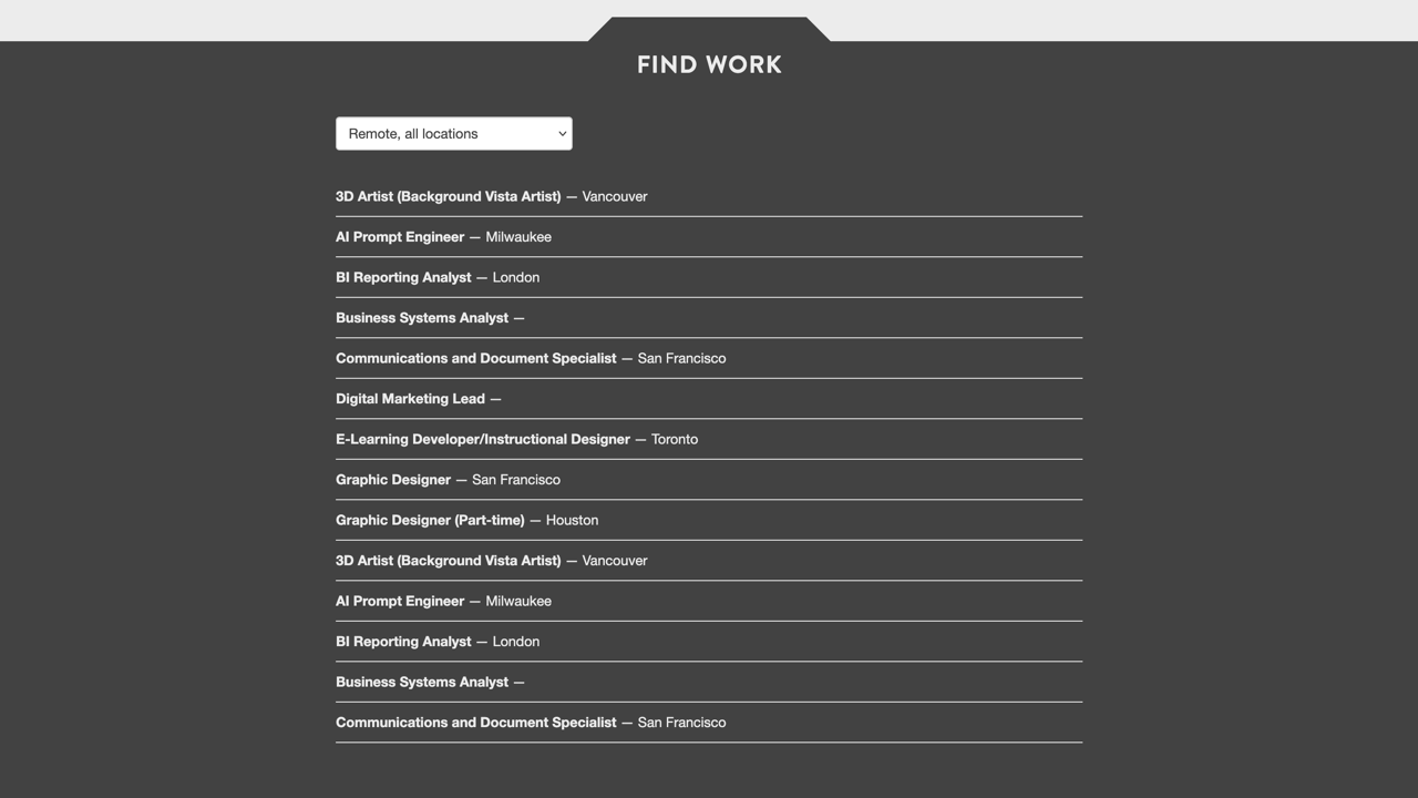 Pre-Eleventy Gymnasium’s “Jobs” module (jobs powered by Aquent).