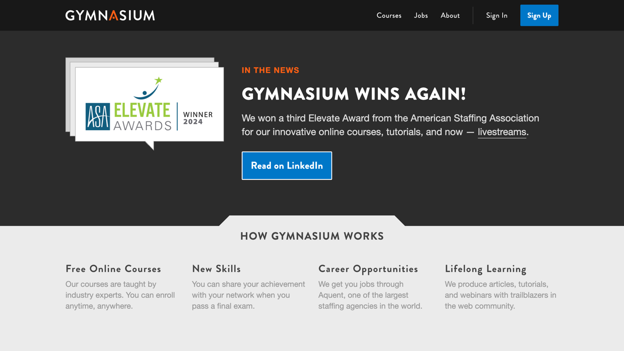 Before-and-after comparison of Gymnasium homepage design.
